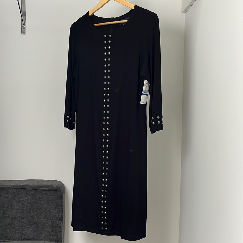 Karen Kane Silver Studded Sheath Dress - Size XL - Black